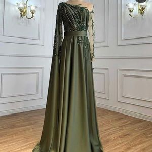 OLIVE GREEN EVENING GOWN